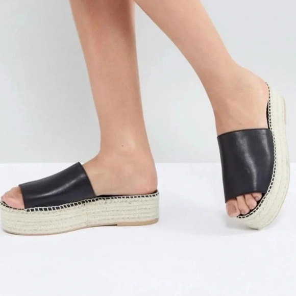 Vagabond Black Leather Platform Celeste Espadrille Size 7 - Picture 2 of 7